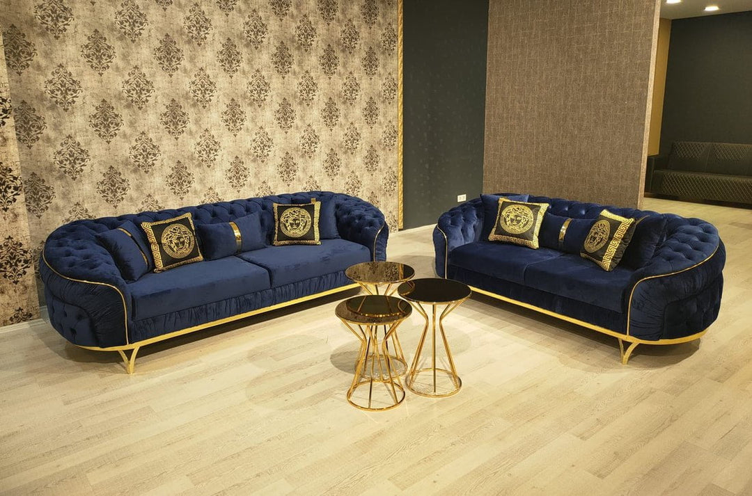 Blue Sofa & Loveseat