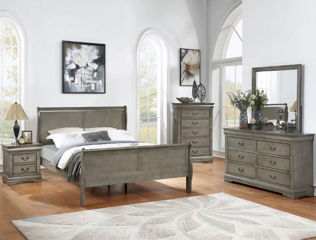 Louis Philip Bedroom Collection color Grey