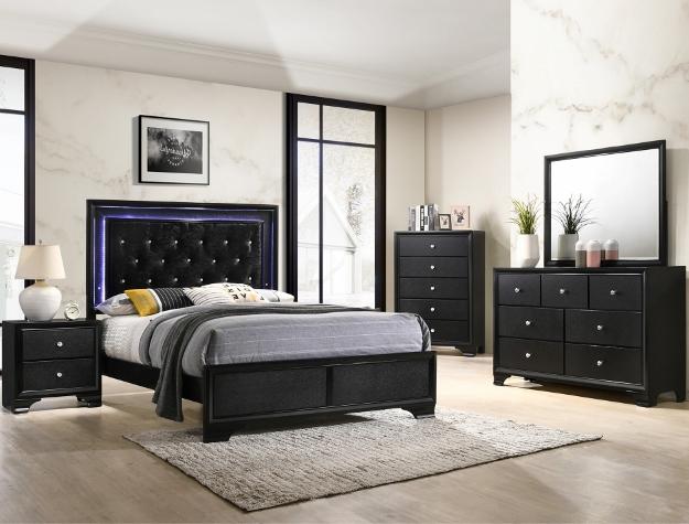 LED Black Bedroom - Save on Mattresses Outlet