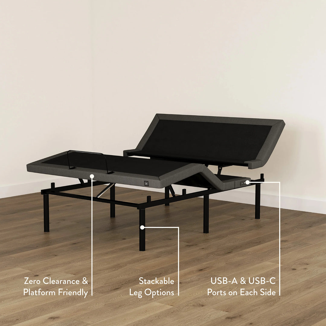 Wireless Adjustable Base with head and foot articulation and massage