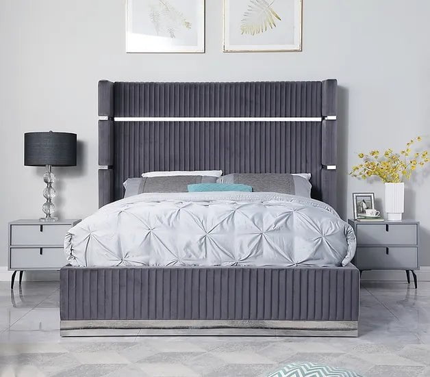 Aspen king platform bed (gray color)