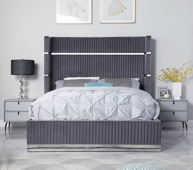 King Gray Aspen Platform Bed with Sleek Minimalist Frame