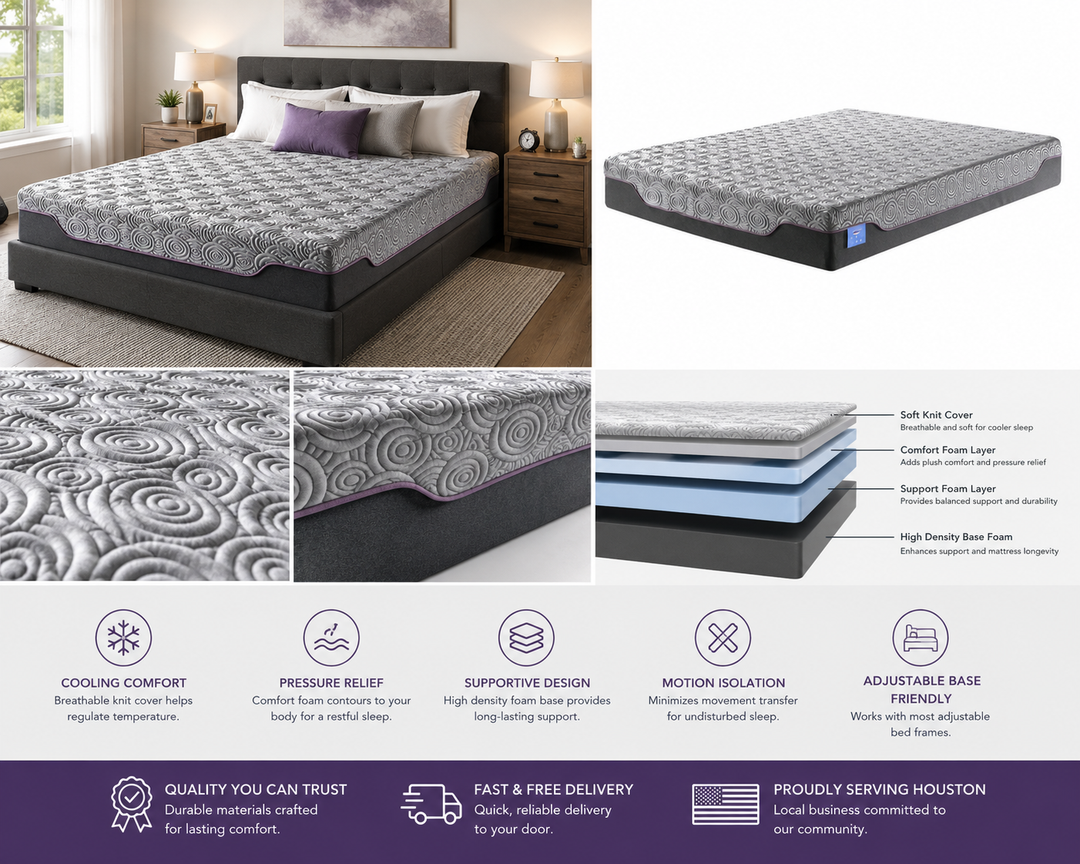 Cooling Gel Memory Foam Mattress Icy Silk Cover –  Firm  - King Size