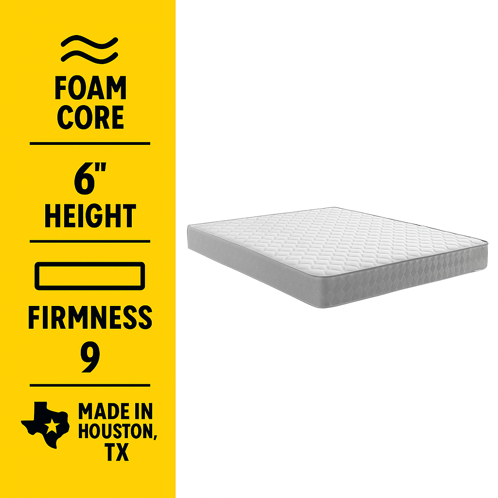 6” Foam Core Mattress | Firm Support, Made in Houston