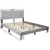 Upholstered Platform Bed with Beautiful Wooden Legs – Modern Linen Bed Frame with Headboard