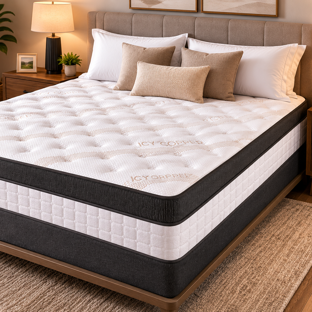 Luxury 17″ Pillow Top Mattress – Cooling Gel Memory Foam – Queen
