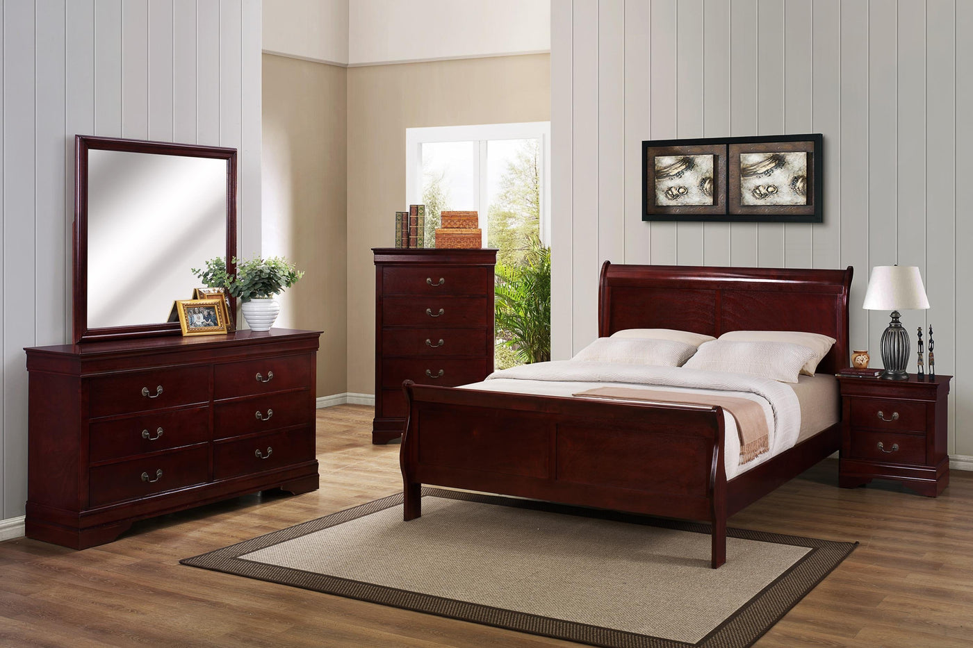 Louis Philippe Sleigh Bed with Low Footboard in your choice of