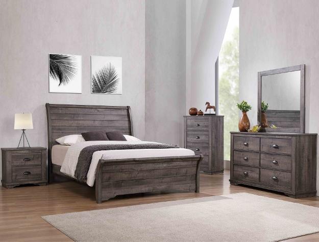 Beautiful rustic and modern style sleigh bed