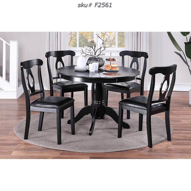5PCS DINING SET (ROUNG TABLE+4 CHAIRS) BLACK