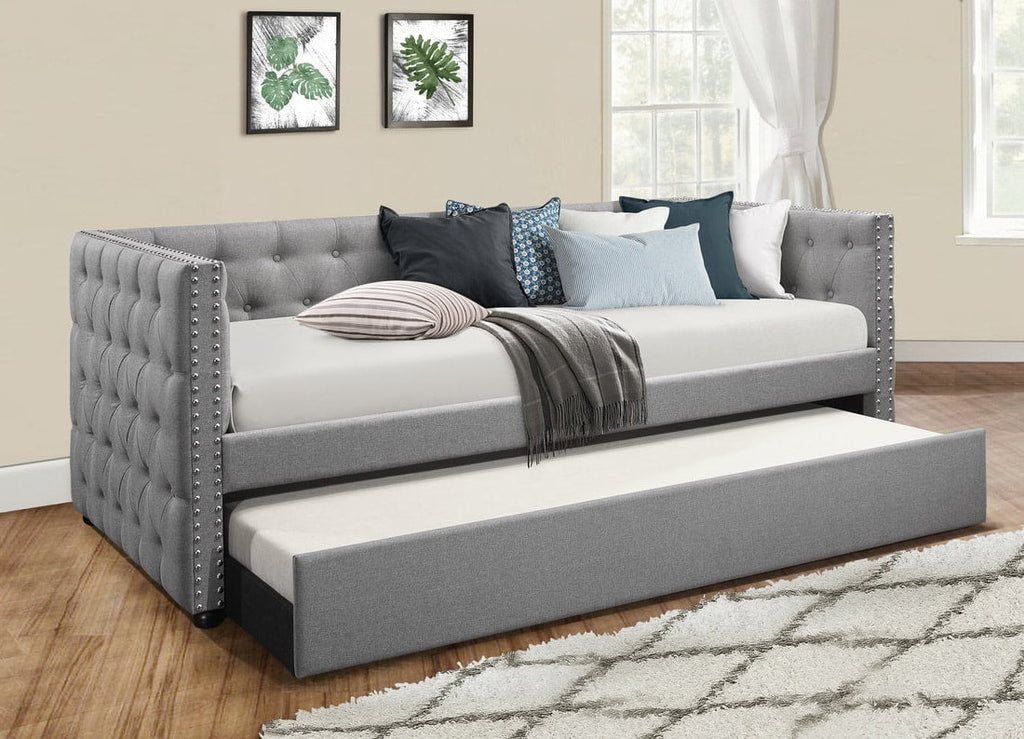 Grey Linen - Daybed with Trundle