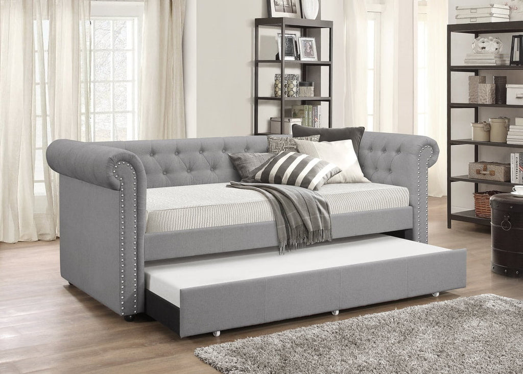Grey Linen - Daybed with Trundle